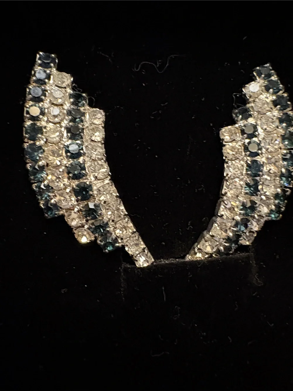 Vintage Silver Cascade Earrings - Rhinestones